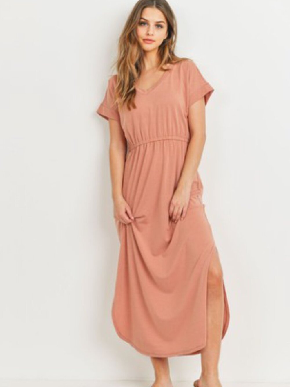 Dusty rose coral maxi dress